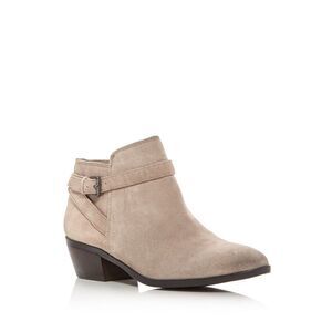 NWT SAM EDELMAN Womens Gray Pirro Round Toe Block Heel Leather Booties 8 M